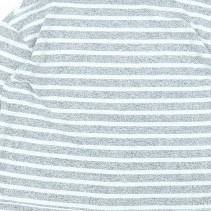George Womens Grey Round Neck Striped Polyester Pullover Jumper Size S