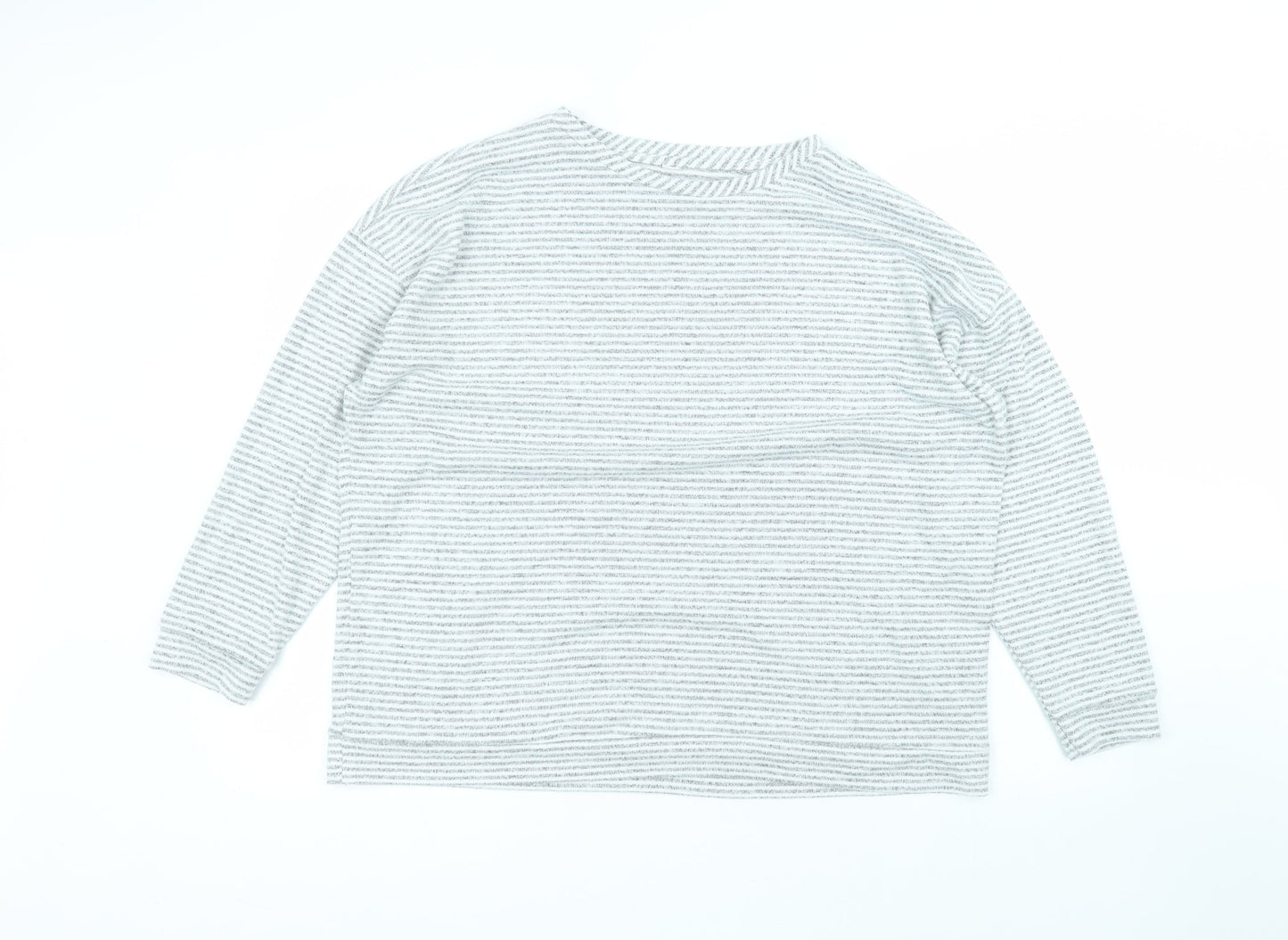 George Womens White Round Neck Striped Polyester Pullover Jumper Size 20