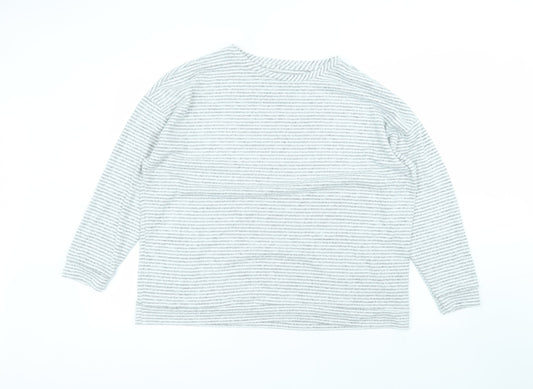 George Womens White Round Neck Striped Polyester Pullover Jumper Size 20