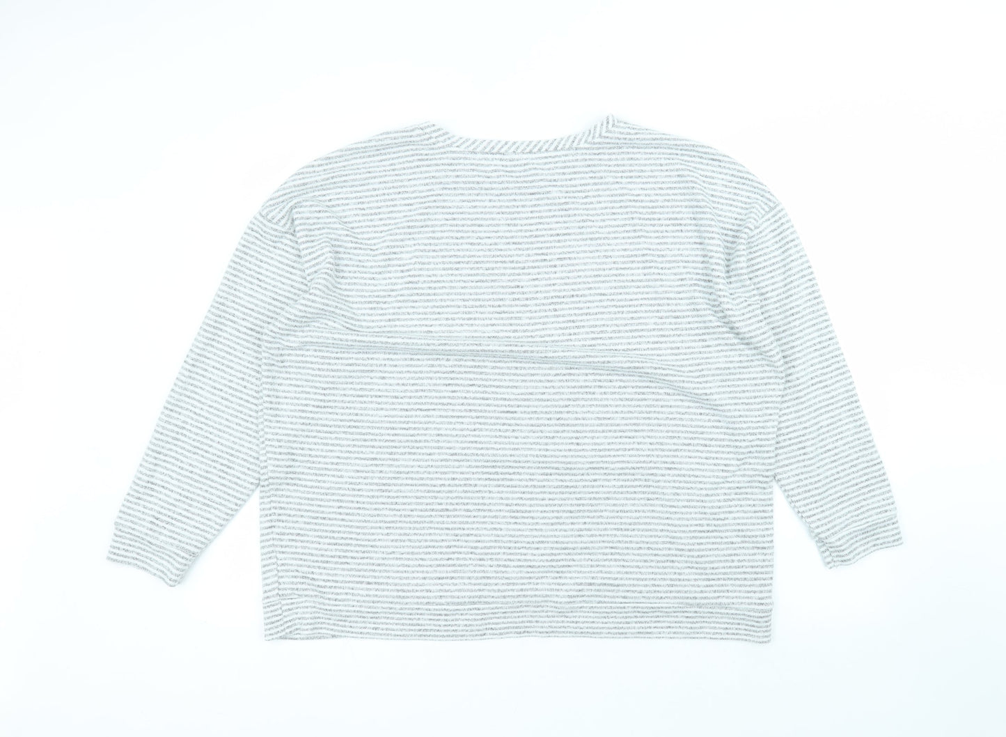 George Womens White Round Neck Striped Polyester Pullover Jumper Size 20