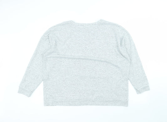 George Womens White Round Neck Striped Polyester Pullover Jumper Size 20