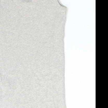 F&F Womens Grey Striped Cotton Basic Tank Size 8 Round Neck