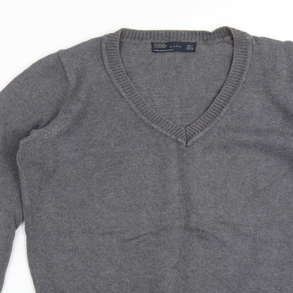 Zara Mens Grey  Cotton Pullover Sweatshirt Size L
