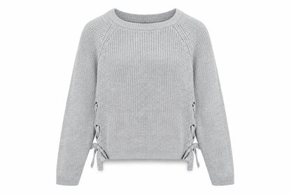 Front view of Primark women’s grey acrylic pullover sweatshirt, size M
