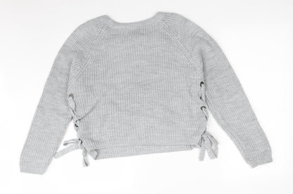 Back view of Primark women’s grey acrylic pullover sweatshirt, size M