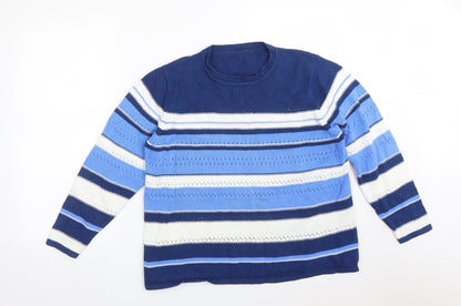 Additional front view of women’s multicoloured striped cotton pullover sweatshirt, size L