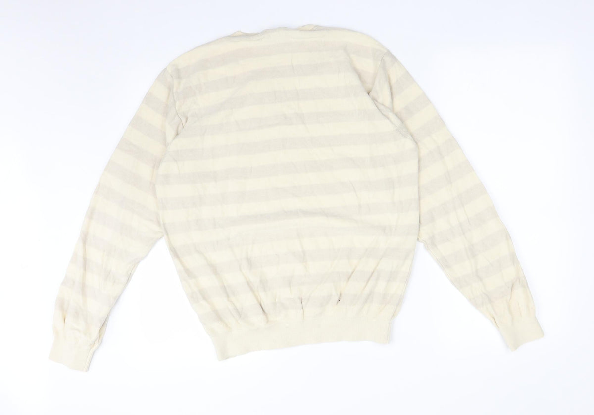 Back view of Stark men’s multicoloured striped cotton pullover sweatshirt, size XL