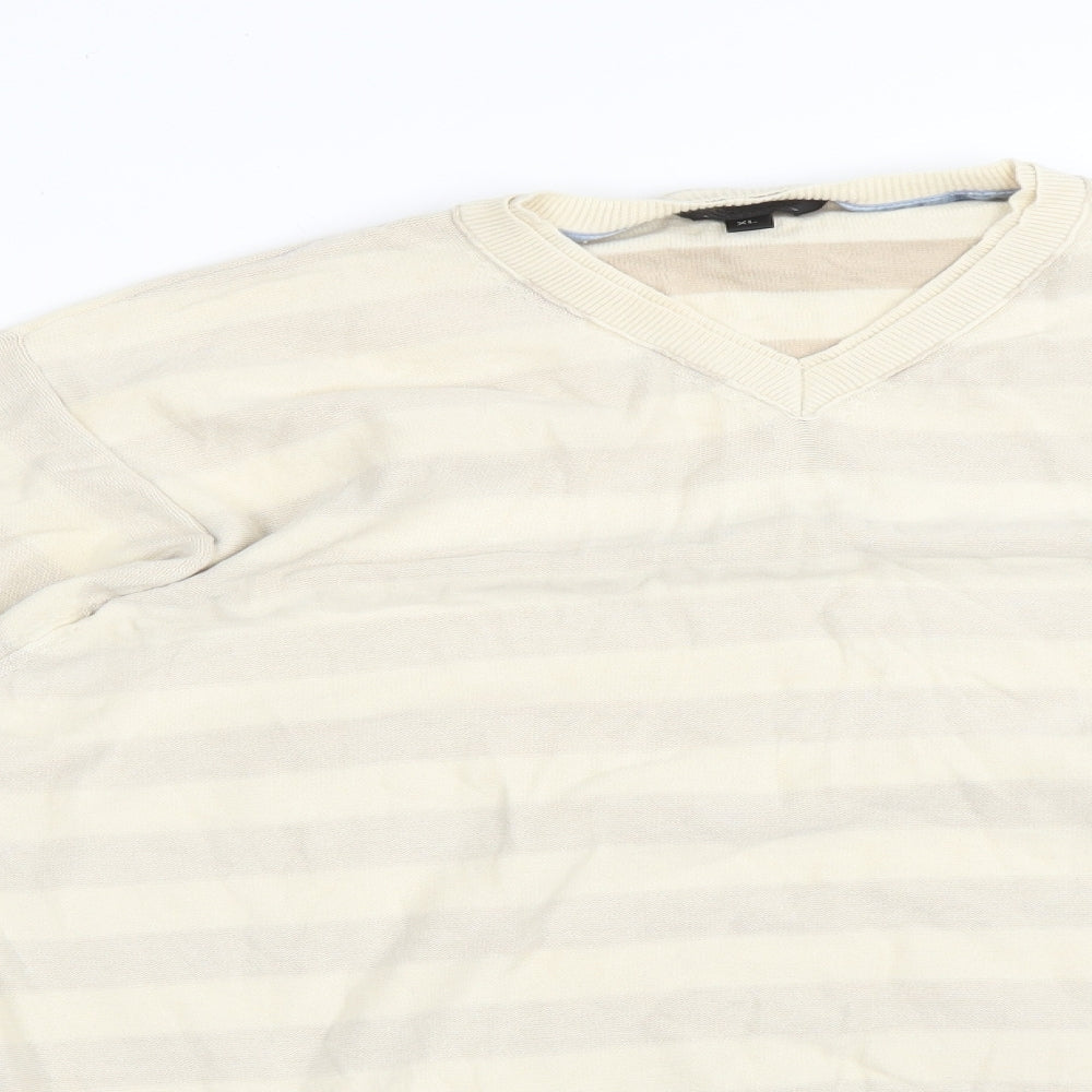 Close-up detail of Stark men’s multicoloured striped cotton pullover sweatshirt, size XL