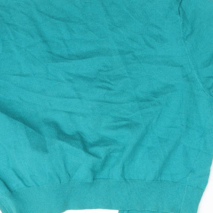 TU Womens Green Round Neck  Cotton Cardigan Jumper Size 14
