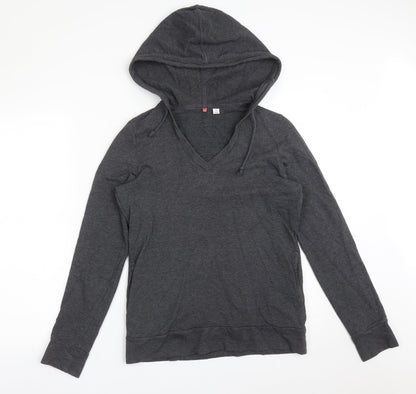 Front view of Preworn women’s grey cotton pullover sweatshirt, size S