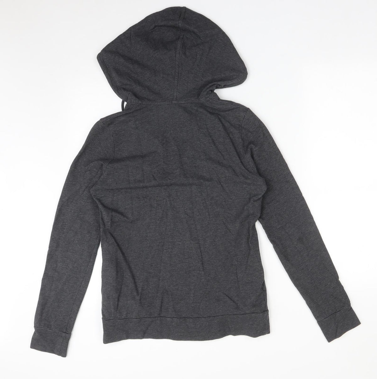 Back view of Preworn women’s grey cotton pullover sweatshirt, size S