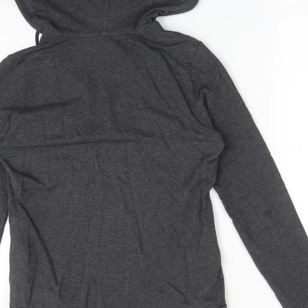 Brand and care label for Preworn women’s grey cotton pullover sweatshirt, size S