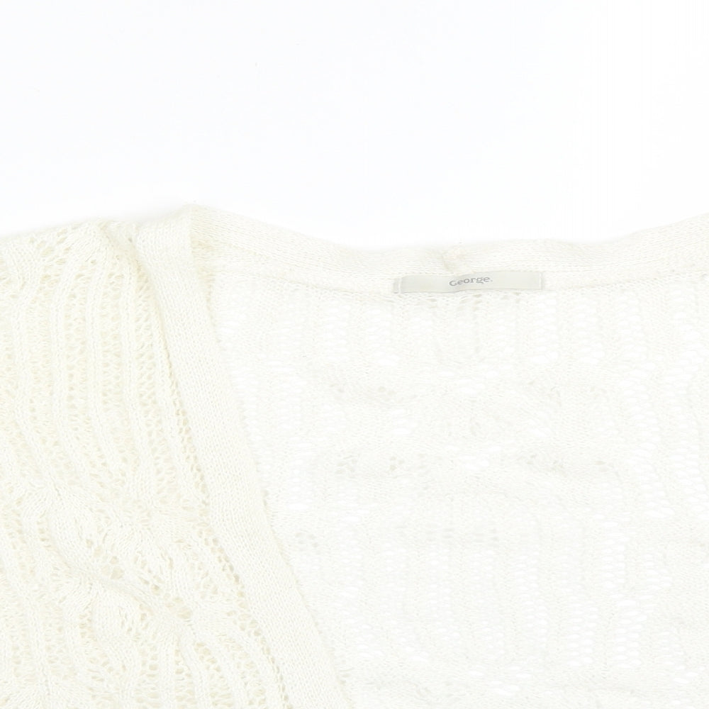 George Womens White  Geometric Acrylic Cardigan Jumper Size M