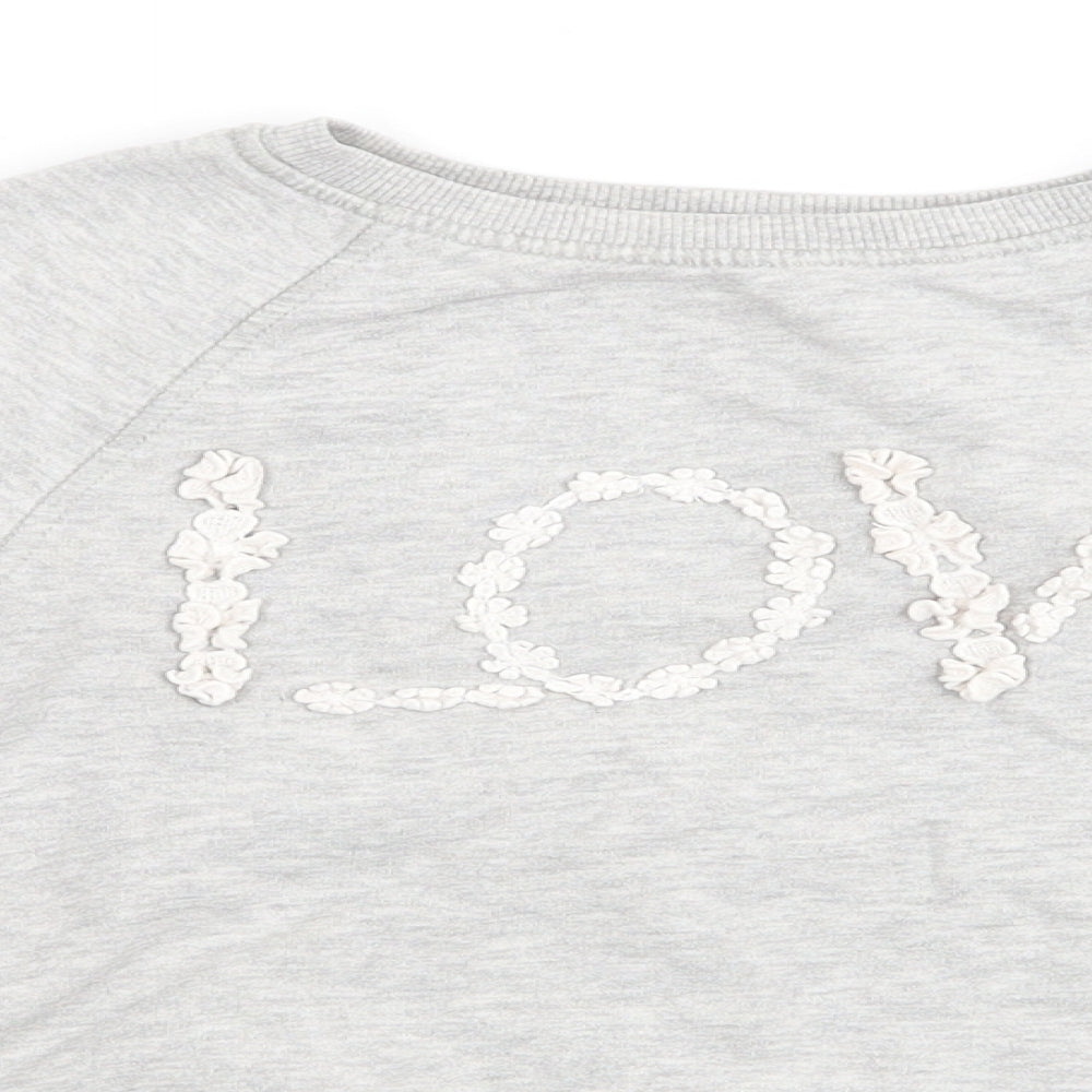 NEXT Girls Grey  Cotton Pullover Sweatshirt Size 10 Years   - Love
