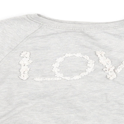 NEXT Girls Grey  Cotton Pullover Sweatshirt Size 10 Years   - Love