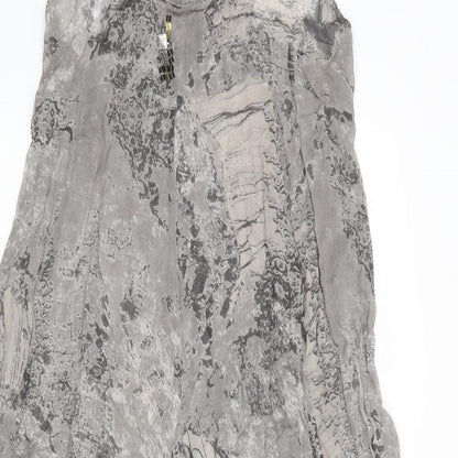 River Island Womens Grey   Fit & Flare    Scoop Neck  - Ruffled Sections Abstract Print