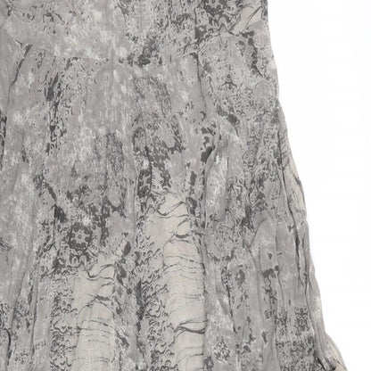 River Island Womens Grey   Fit & Flare    Scoop Neck  - Ruffled Sections Abstract Print