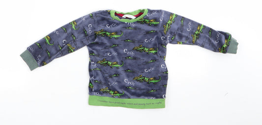 Marks and Spencer Boys Blue Animal Print Polyester Pyjama Top Size 18-24 Months - Crocodile print