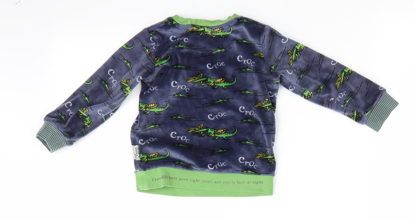 Marks and Spencer Boys Blue Animal Print Polyester  Pyjama Top Size 18-24 Months   - Crocodile print