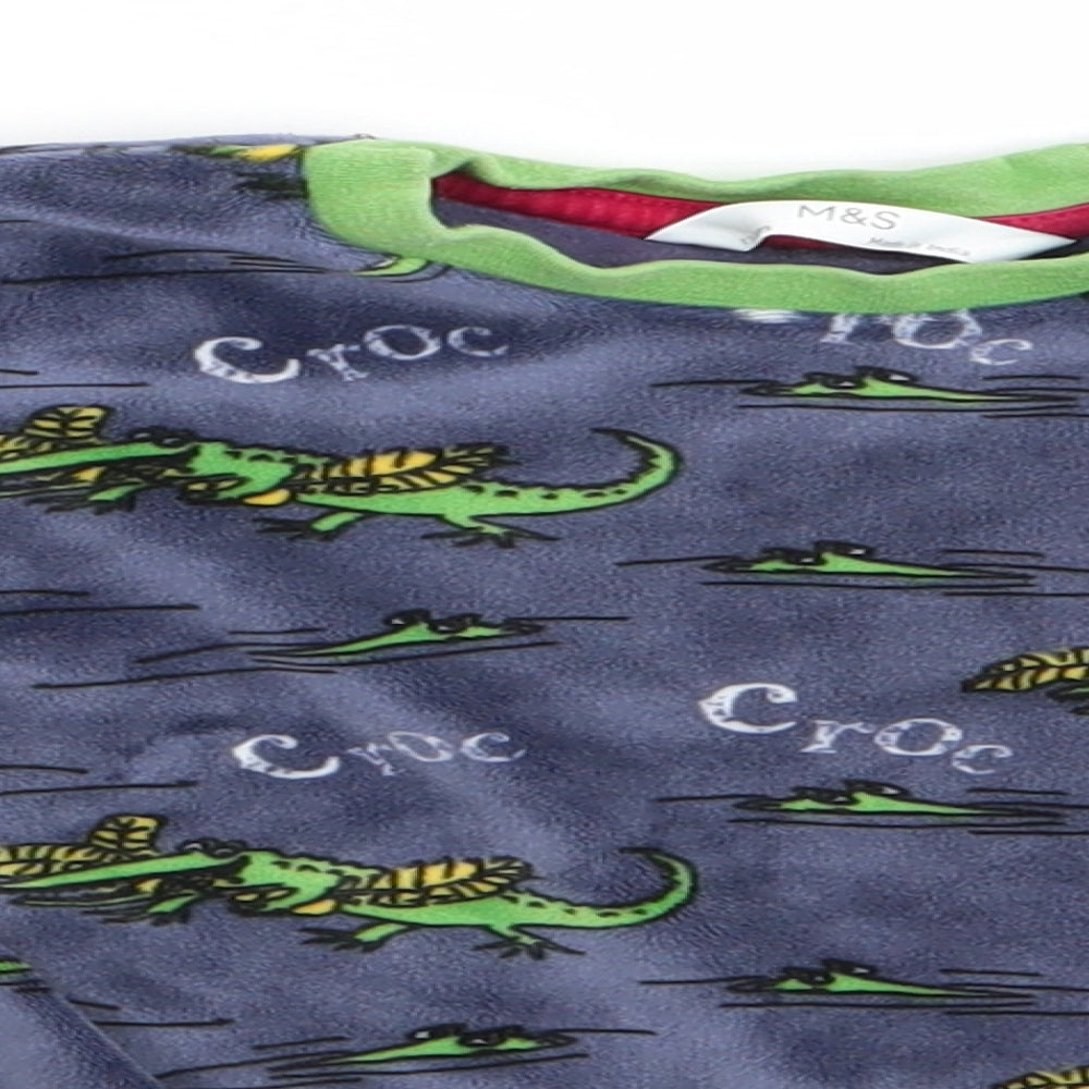 Marks and Spencer Boys Blue Animal Print Polyester  Pyjama Top Size 18-24 Months   - Crocodile print