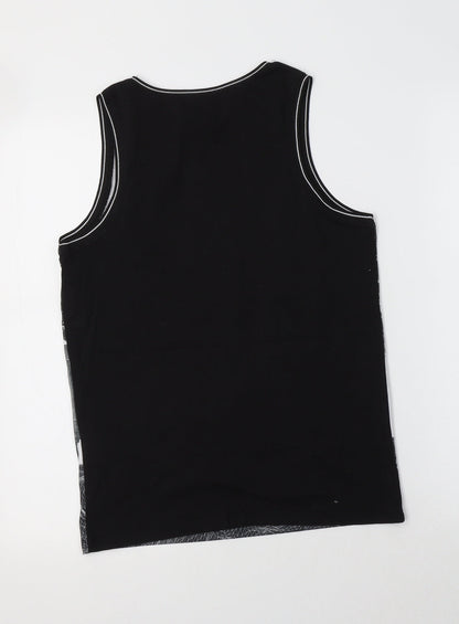 River Island Girls Black  Cotton Basic Tank Size 11-12 Years Crew Neck  - NYC
