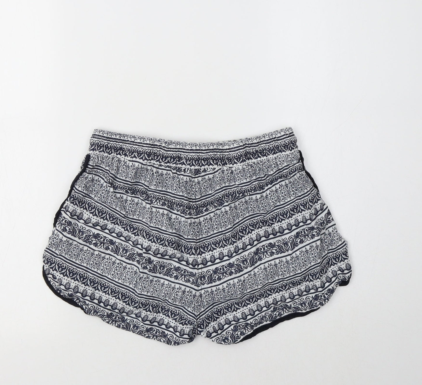 Primark Womens Blue Geometric Viscose Bermuda Shorts Size 8 L3 in Regular