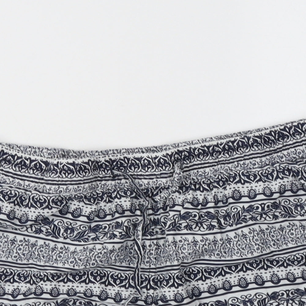 Primark Womens Blue Geometric Viscose Bermuda Shorts Size 8 L3 in Regular