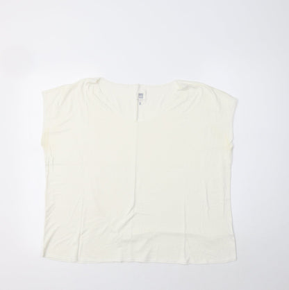 Anne Kanner Womens Ivory  Viscose Basic Blouse Size L V-Neck
