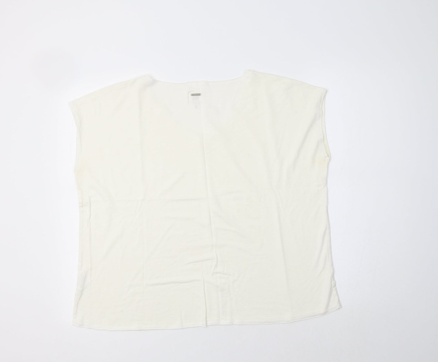 Anne Kanner Womens Ivory  Viscose Basic Blouse Size L V-Neck