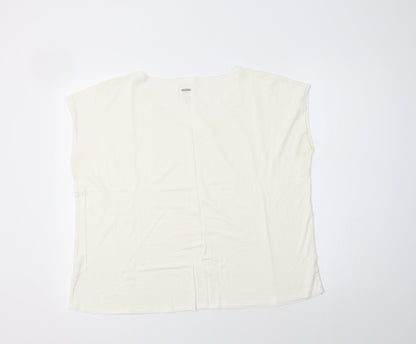 Anne Kanner Womens Ivory  Viscose Basic Blouse Size L V-Neck