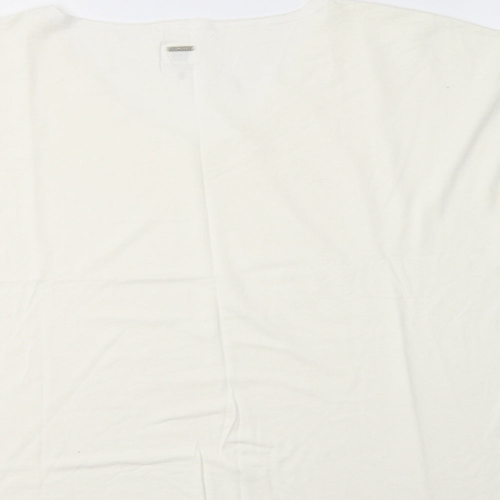 Anne Kanner Womens Ivory  Viscose Basic Blouse Size L V-Neck