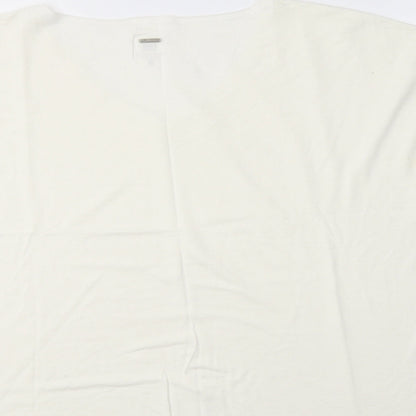 Anne Kanner Womens Ivory  Viscose Basic Blouse Size L V-Neck