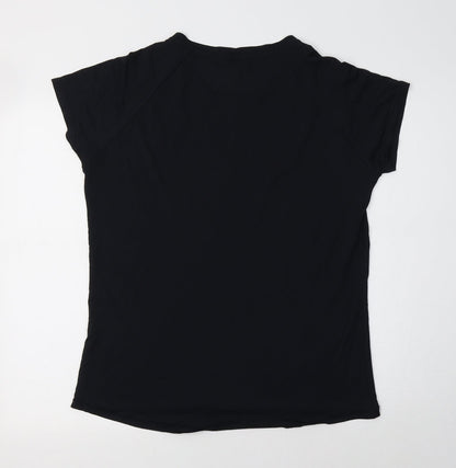 Back view of Get Over women’s black basic t-shirt, size L, crew neck