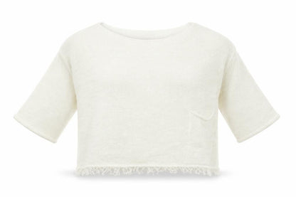 Front view of Miss Su women’s ivory boat neck acrylic jumper, size L