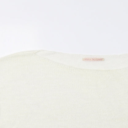 Miss Su Womens Ivory Boat Neck  Acrylic Pullover Jumper Size L