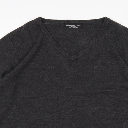 Cedar Wood State Mens Grey V-Neck  Acrylic Pullover Jumper Size XL