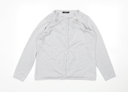 Womens UK Size M BM Silver Cardigan Jumper
