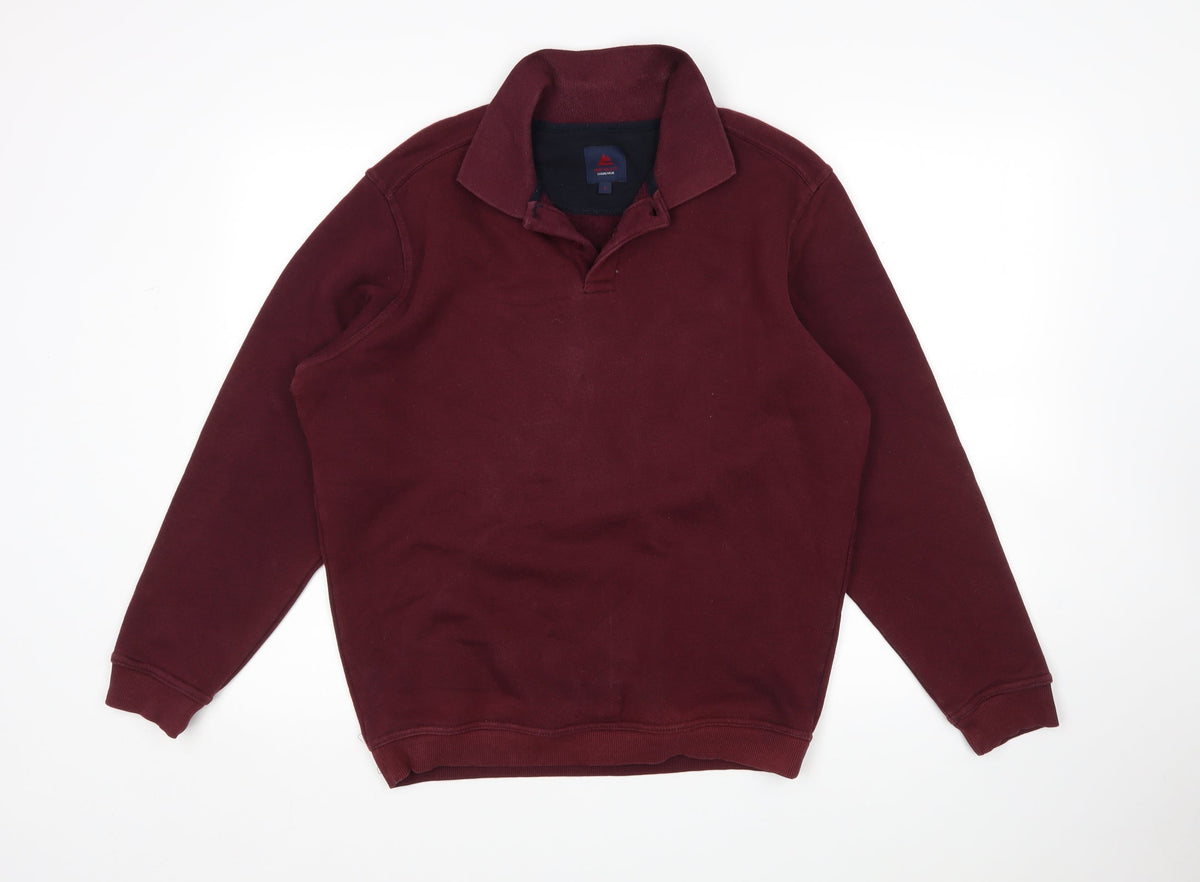 Additional front view of One Valley men’s purple collared cotton jumper, size S