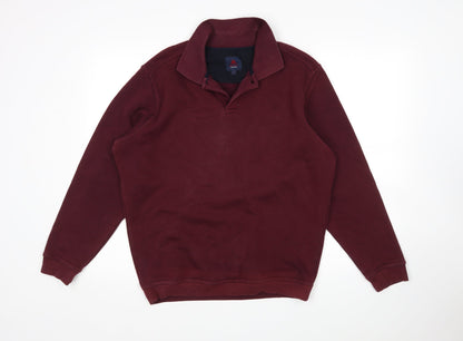 Additional front view of One Valley men’s purple collared cotton jumper, size S