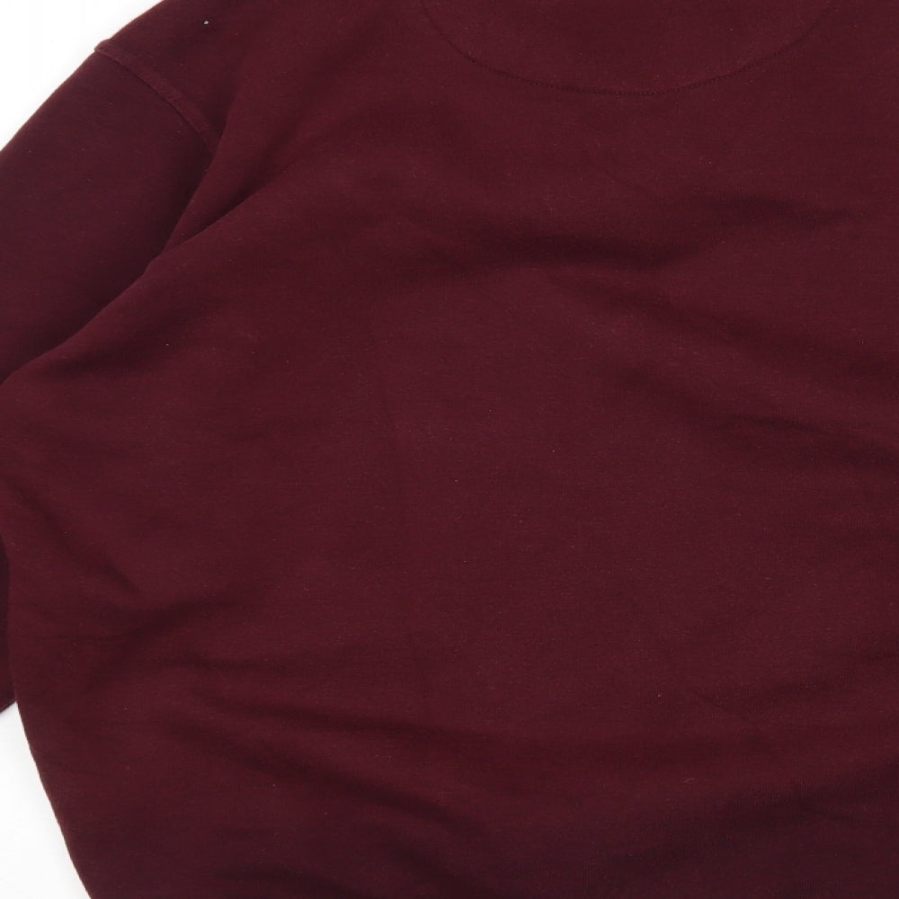 Brand and care label for One Valley men’s purple collared cotton jumper, size S