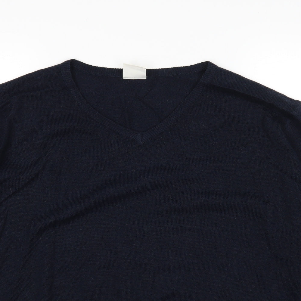 Finest Made  Mens Blue V-Neck  Acrylic Pullover Jumper Size 2XL