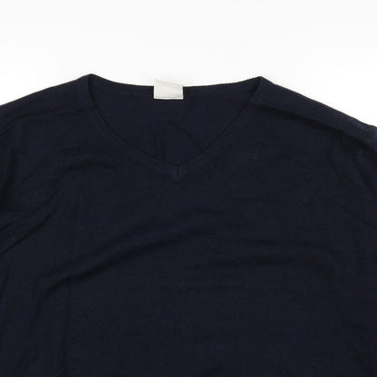 Finest Made  Mens Blue V-Neck  Acrylic Pullover Jumper Size 2XL