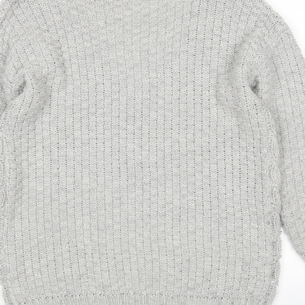 TU Womens Grey V-Neck  Acrylic Pullover Jumper Size 8