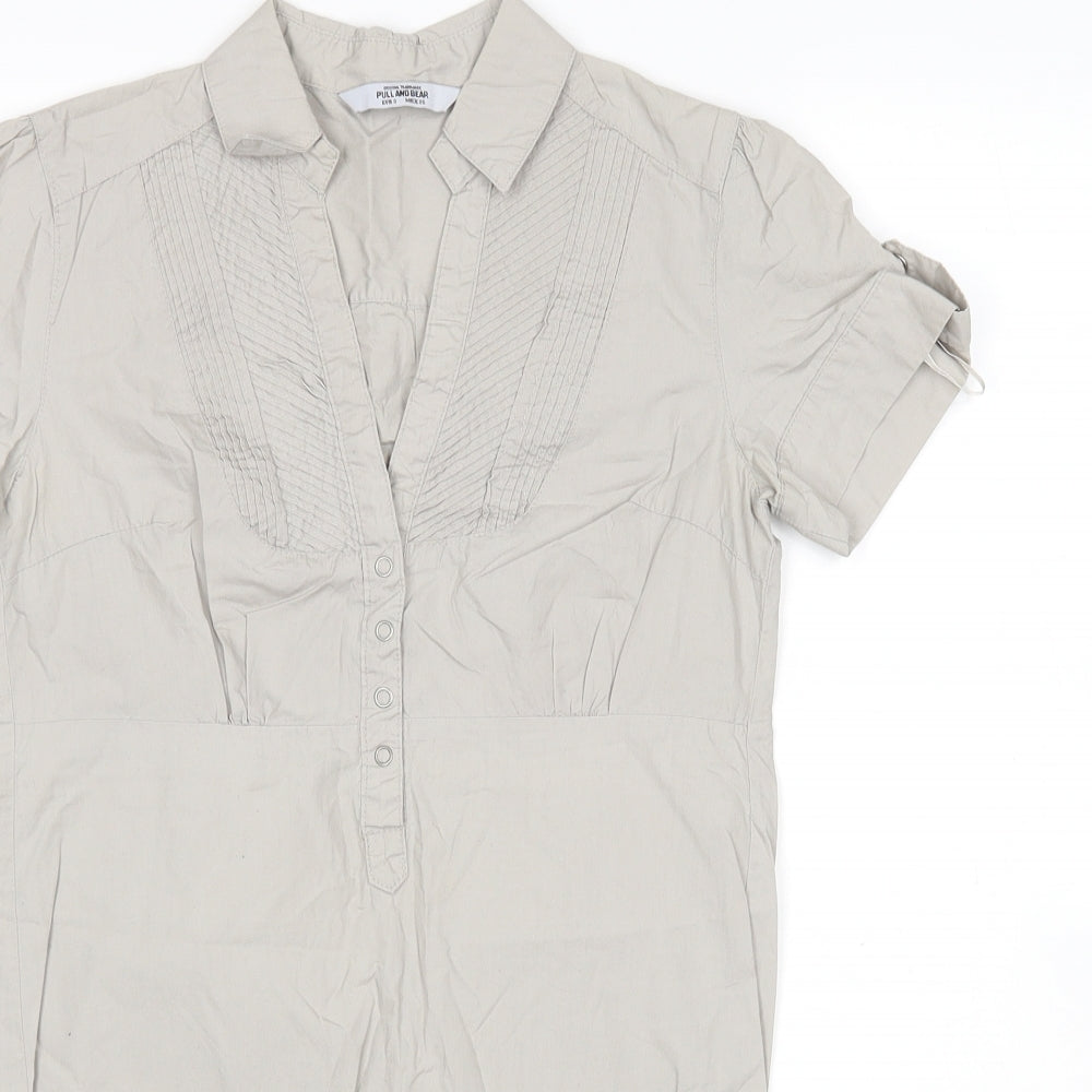 Womens UK Size S Pull & Bear Grey Basic Polo