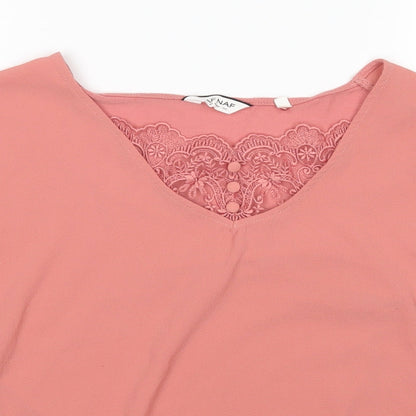 NafNAf Womens Pink  Viscose Basic Blouse Size M Scoop Neck