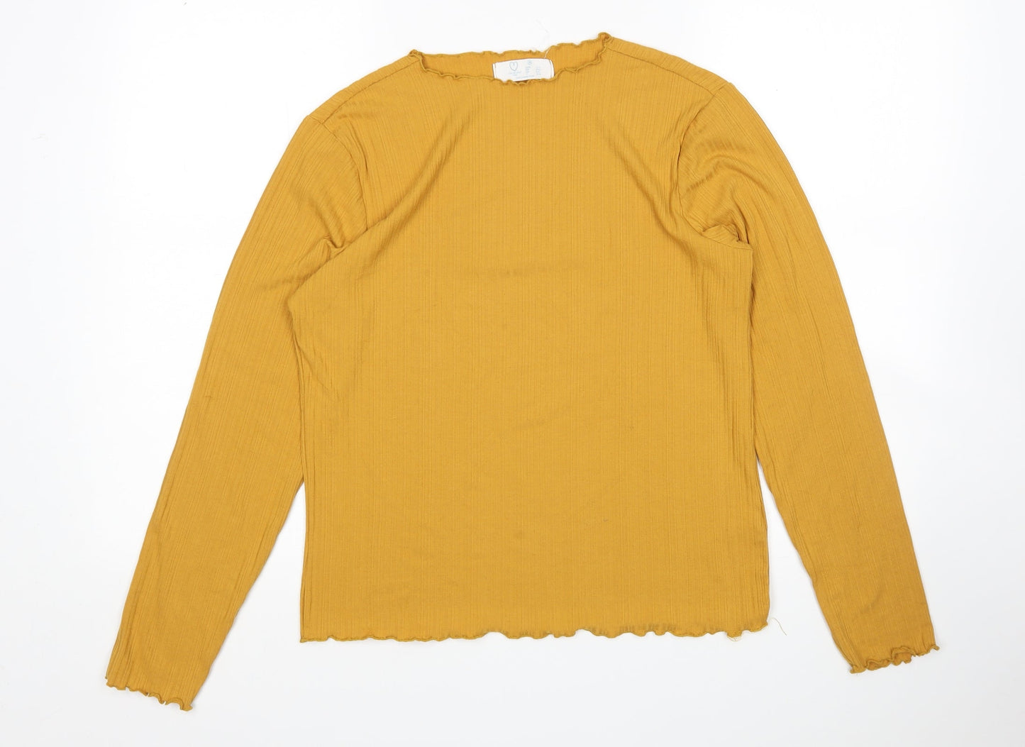 Primark Womens Yellow  Polyester Basic T-Shirt Size M Round Neck