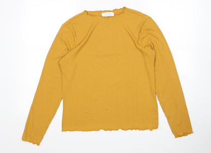 Primark Womens Yellow  Polyester Basic T-Shirt Size M Round Neck