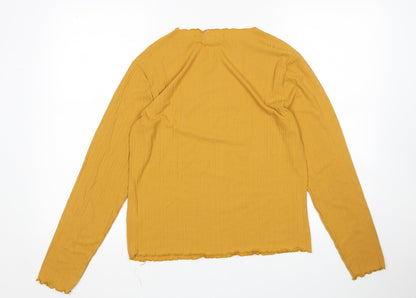 Primark Womens Yellow  Polyester Basic T-Shirt Size M Round Neck