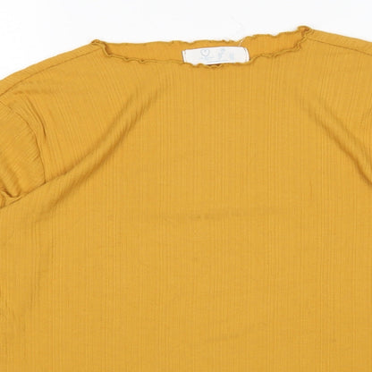 Primark Womens Yellow  Polyester Basic T-Shirt Size M Round Neck