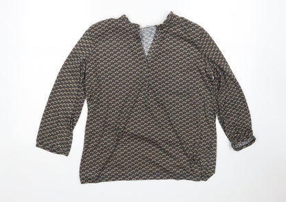 GEMO Womens Multicoloured Geometric Polyester Basic Blouse Size M V-Neck